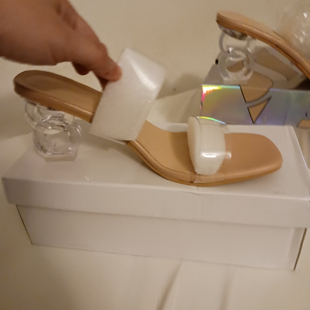 Clear strapped heels